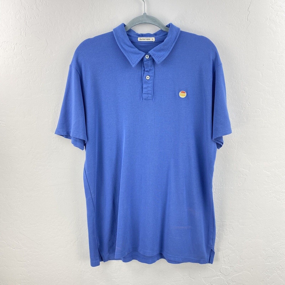 Marine Layer Polo Shirt Men’s Blue L Short‎ Sleeve Golf Outdoor